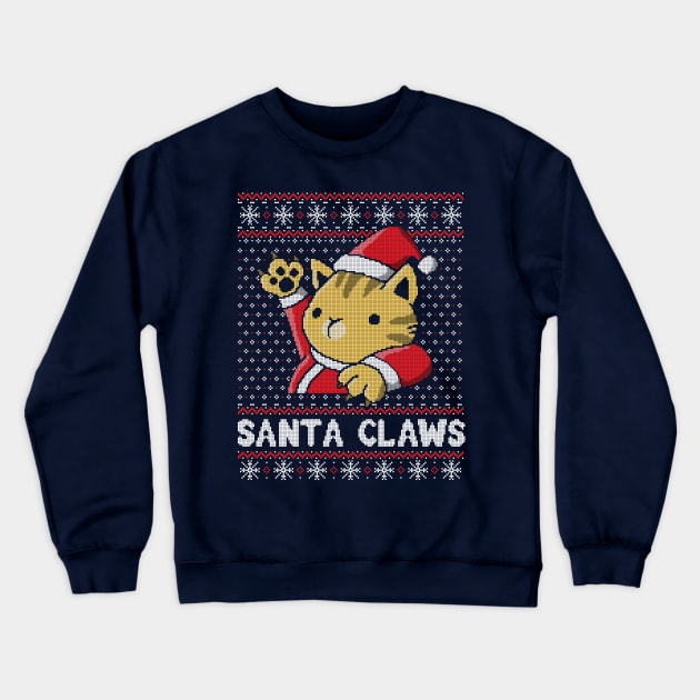 Xmas ugly sweater Cat Santa Claws Crewneck Sweatshirt by NemiMakeit